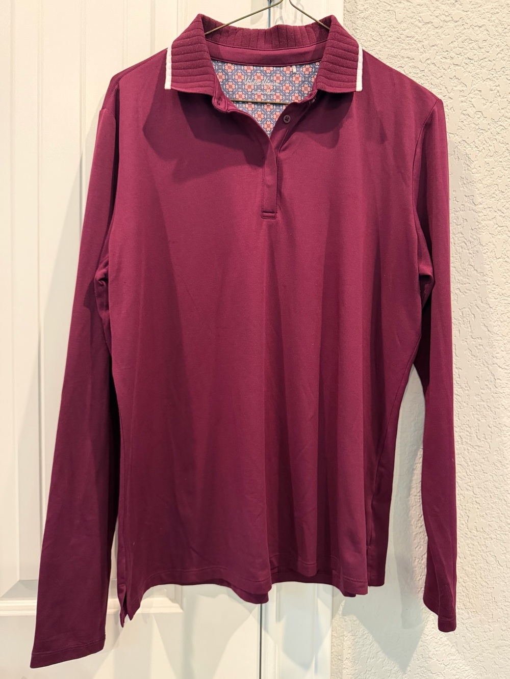 Women’s Long-Sleeve Polo Shirt - Burgundy